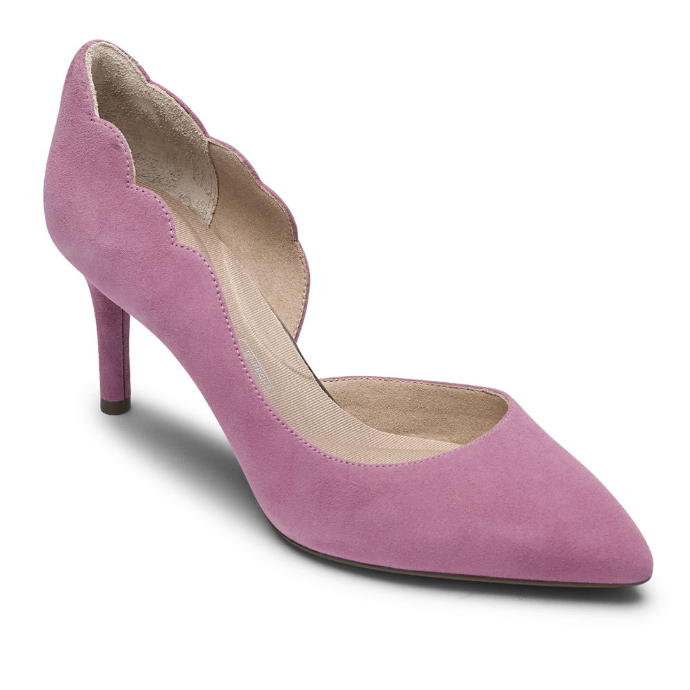 Sapatos De Salto Rockport Mulher Rosa - Total Motion 75Mm Scalloped Dorsay - 53472FHEV